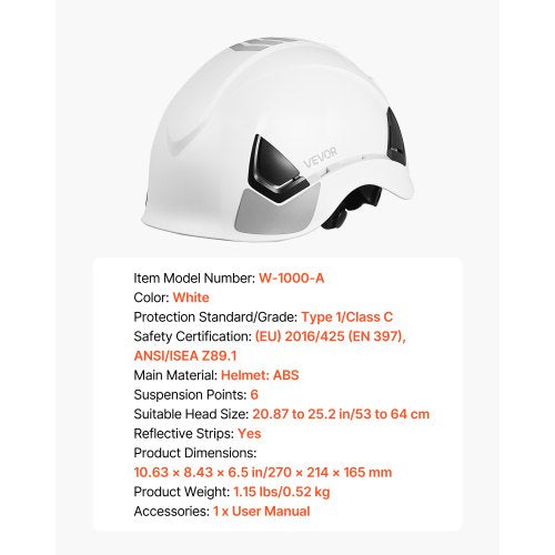 Safety Helmet ANSIISEA Z891 Approved ABS Safety Hard Hat with 6Point