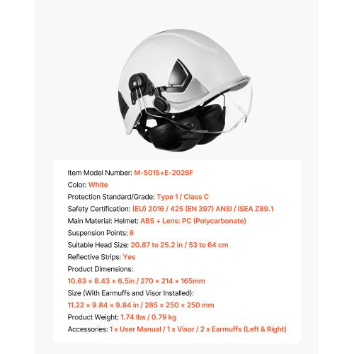 Industrial Safety Helmet ANSIISEA Z891 Approved ABS Hard Hat with Visor