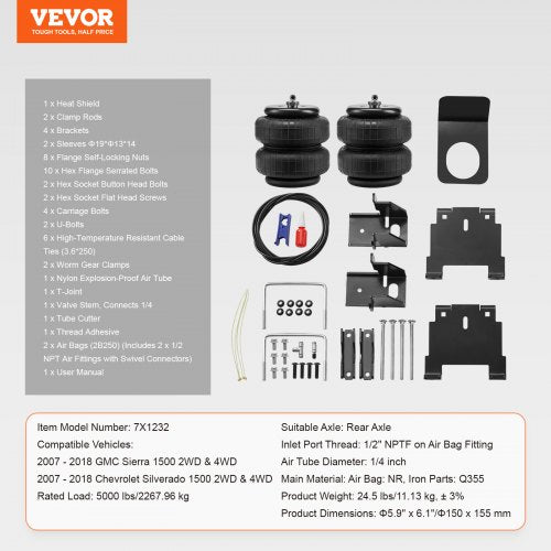 Air Bag Suspension Kit Air Springs Suspension Bag Kit Compatible with 20072018