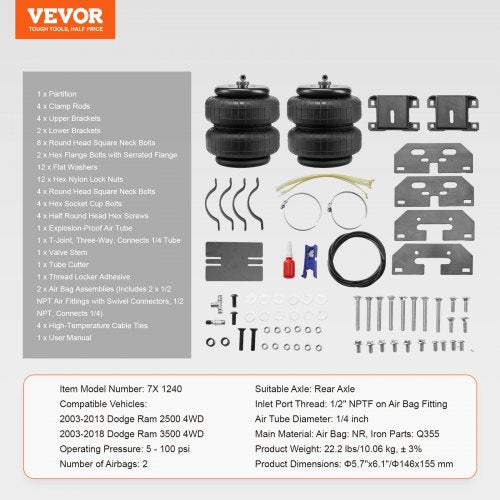 Air Bag Suspension Kit Air Springs Suspension Bag Kit Compatible with 20032013