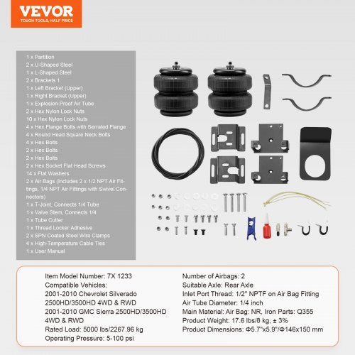 Air Bag Suspension Kit Air Springs Suspension Bag Kit Compatible with 20012010
