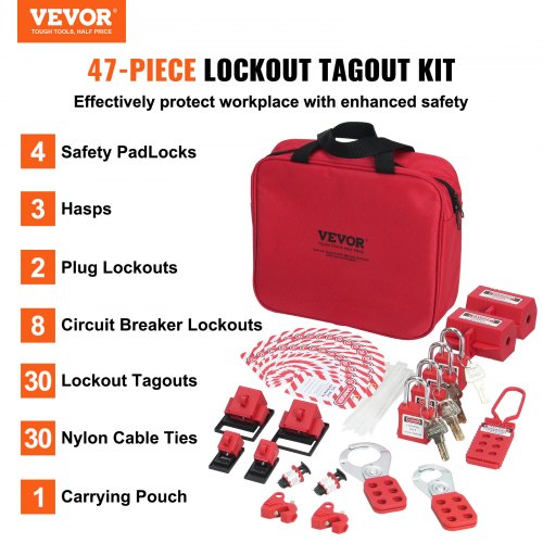Electrical Lockout Tagout Kit 47 PCS Safety Loto Kit Includes Padlocks