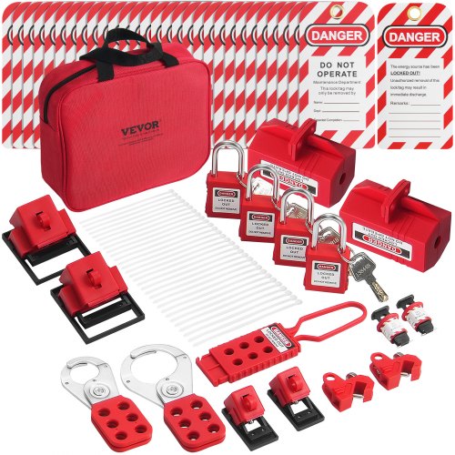 Electrical Lockout Tagout Kit 47 PCS Safety Loto Kit Includes Padlocks