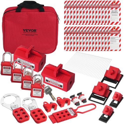 Electrical Lockout Tagout Kit 47 PCS Safety Loto Kit Includes Padlocks