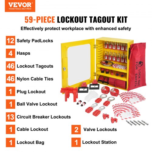 Electrical Lockout Tagout Kit 59 PCS Safety Lockout Tagout Station With Padlocks