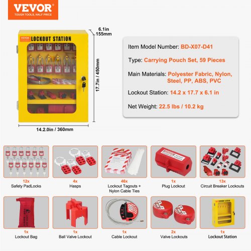 Electrical Lockout Tagout Kit 59 PCS Safety Lockout Tagout Station With Padlocks
