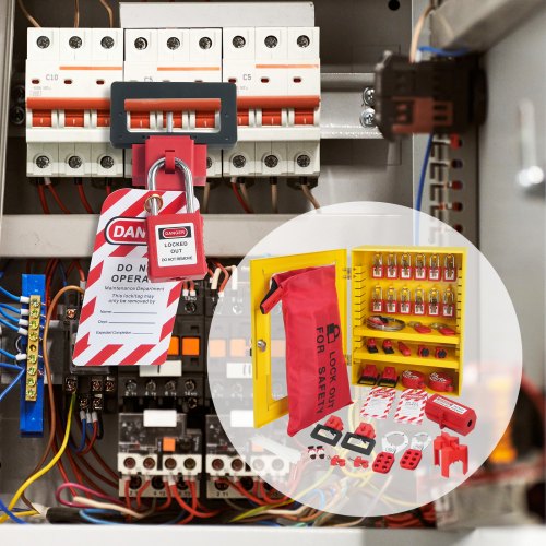 Electrical Lockout Tagout Kit 59 PCS Safety Lockout Tagout Station With Padlocks