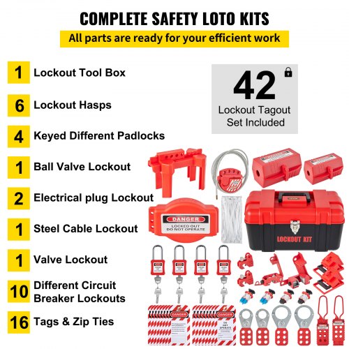 42 PCS Lockout Tagout Kits Electrical Safety Loto Kit Includes Padlocks 5