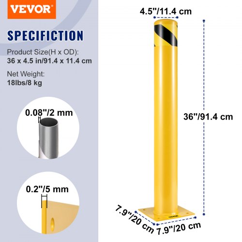 Safety Bollard Safety Barrier Bollard 412 OD 36 Height Yellow Powder