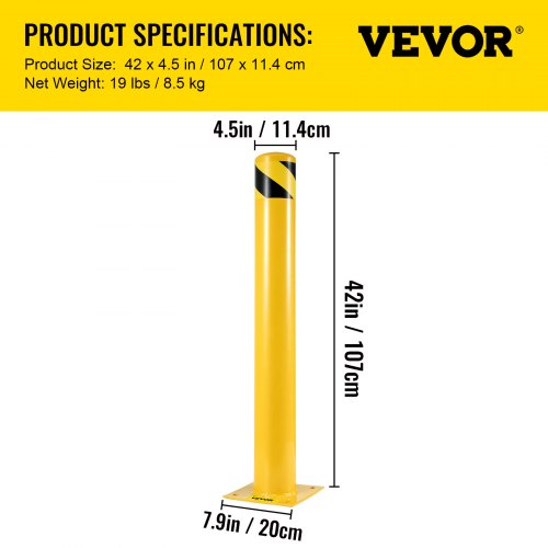 Safety Bollard 42x45 Safety Barrier Bollard 412 OD 42 Height Yellow