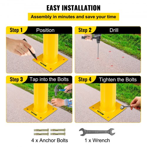 42x55 Safety Bollard 512 OD 42 Height Safety Barrier Bollard Yellow