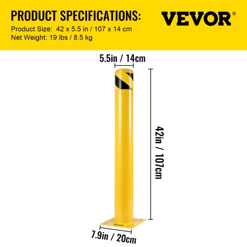 42x55 Safety Bollard 512 OD 42 Height Safety Barrier Bollard Yellow