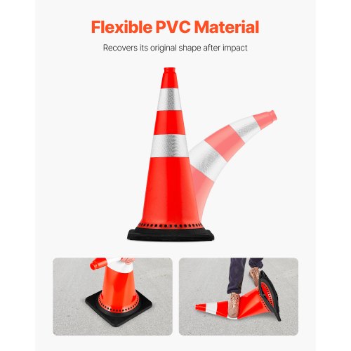 Safety Cones 8 x 30 Traffic Cones PVC Orange Construction Cones