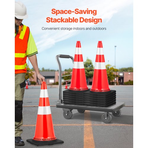 Safety Cones 8 x 30 Traffic Cones PVC Orange Construction Cones