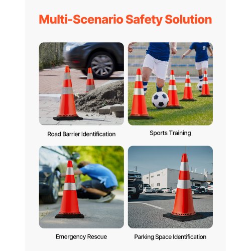 Safety Cones 8 x 30 Traffic Cones PVC Orange Construction Cones