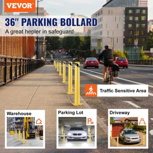Safety Bollard 36 Inch Height Bollard Post 4.5 Inch Diameter Steel Pipe