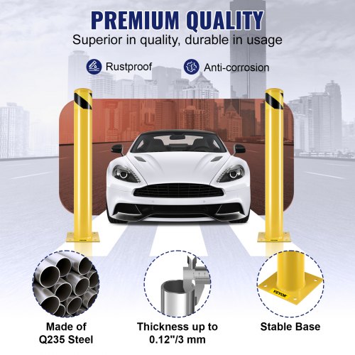 Safety Bollard 36 Inch Height Bollard Post 4.5 Inch Diameter Steel Pipe