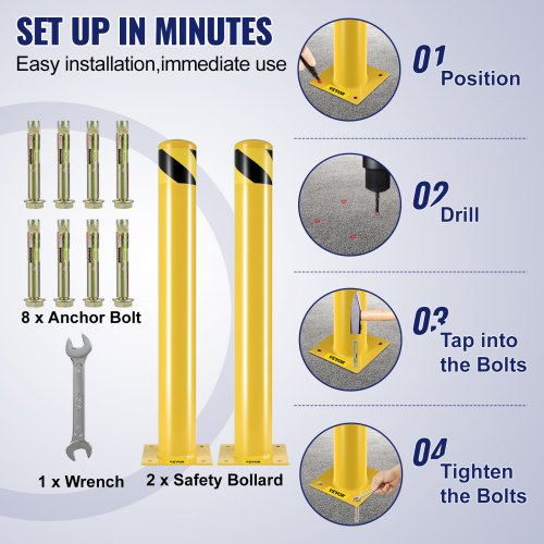 Safety Bollard 36 Inch Height Bollard Post 4.5 Inch Diameter Steel Pipe