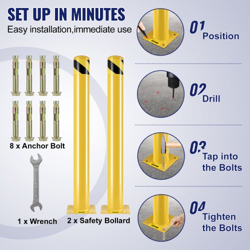 Safety Bollard 42 Inch Height Bollard Post 4.5 Inch Diameter Steel Pipe