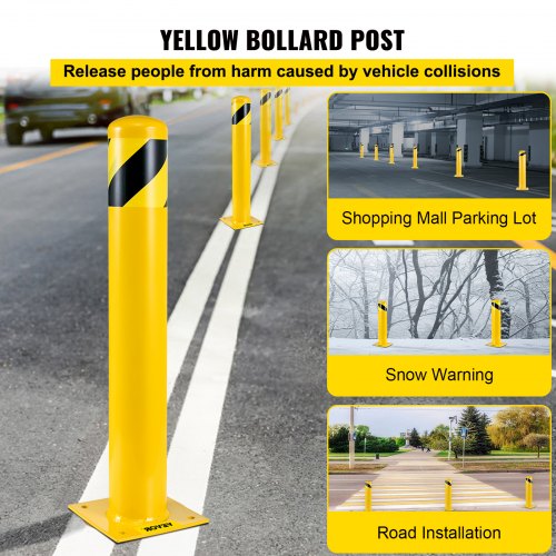 Safety Bollard 48 Inch Height Bollard Post 5.5 Inch Diameter Steel Pipe