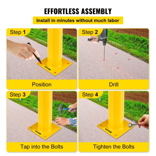 Safety Bollard 48 Inch Height Bollard Post 5.5 Inch Diameter Steel Pipe
