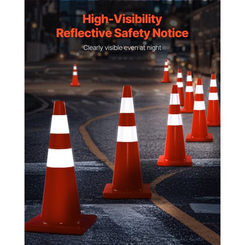 Safety Cones 28 in73 cm Height 12 PCS PVC Orange Traffic Cone with 2