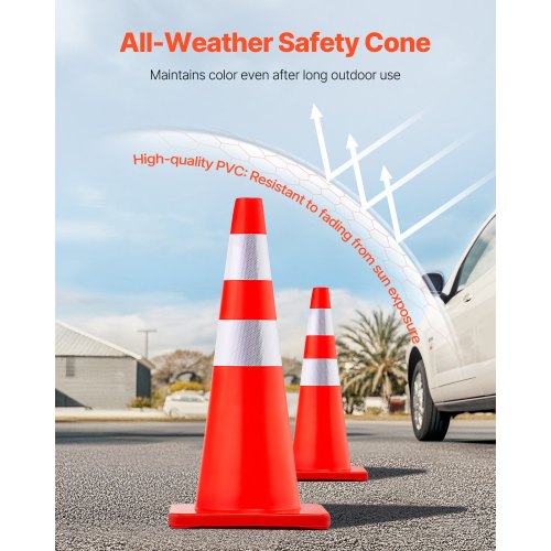 Safety Cones 28 in73 cm Height 12 PCS PVC Orange Traffic Cone with 2
