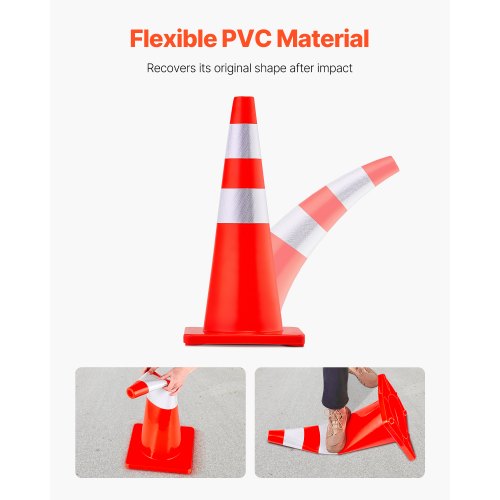 Safety Cones 28 in73 cm Height 12 PCS PVC Orange Traffic Cone with 2