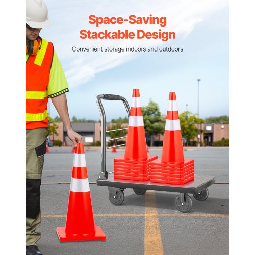 Safety Cones 28 in73 cm Height 12 PCS PVC Orange Traffic Cone with 2