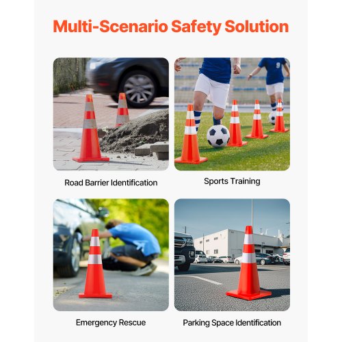 Safety Cones 28 in73 cm Height 12 PCS PVC Orange Traffic Cone with 2