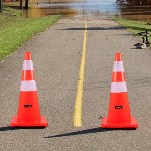 Safety Cones 28 in73 cm Height 12 PCS PVC Orange Traffic Cone with 2