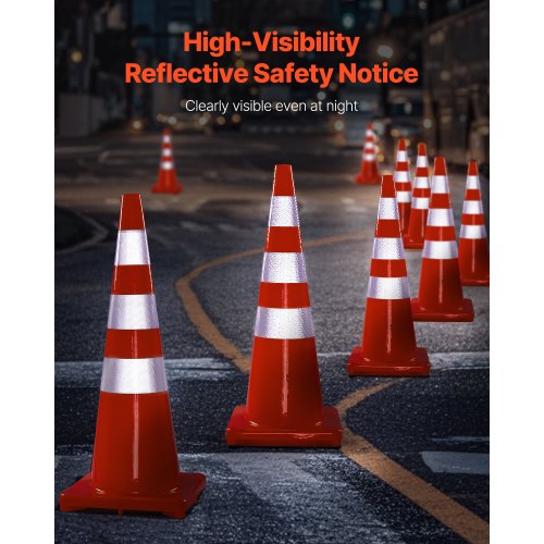 Safety Cones 6 x 36 Traffic Cones PVC Orange Construction Cones