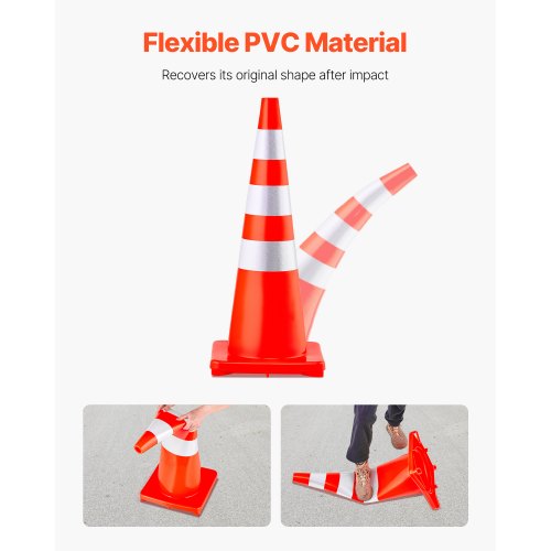 Safety Cones 6 x 36 Traffic Cones PVC Orange Construction Cones