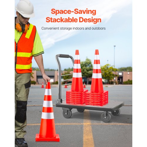Safety Cones 6 x 36 Traffic Cones PVC Orange Construction Cones