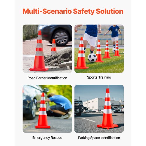 Safety Cones 6 x 36 Traffic Cones PVC Orange Construction Cones