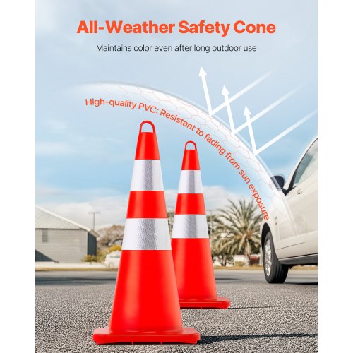 Safety Cones 12 x 28 Traffic Cones PVC Orange Construction Cones 2