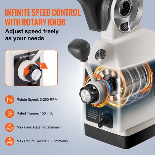 XAxis Power Feed for Milling Machine 150 inlb Torque 0200RPM Adjustable