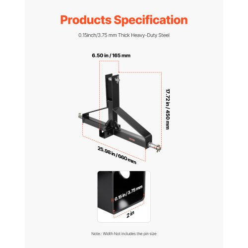 3 Point Trailer Hitch with 2 in Receiver 3pt Quick Hitch Attachment