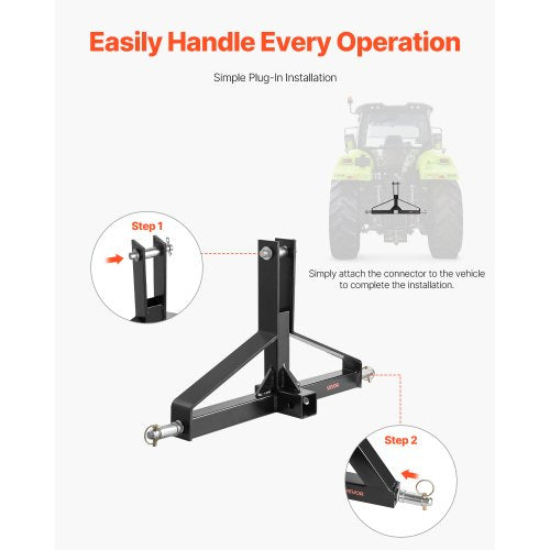 3 Point Trailer Hitch with 2 in Receiver 3pt Quick Hitch Attachment