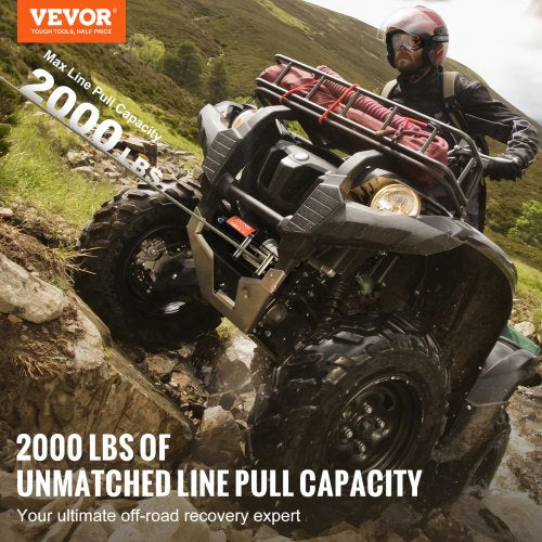 Electric Winch 2000 lb Line Pull Capacity 12V DC ATVUTV Winch with 532