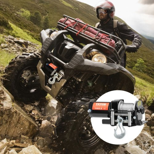 Electric Winch 2000 lb Line Pull Capacity 12V DC ATVUTV Winch with 532