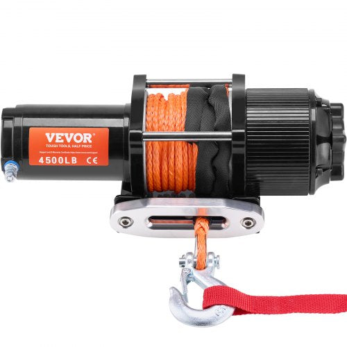 Electric Winch ATV UTV 4500 lb Synthetic Rope Waterproof Remote Control