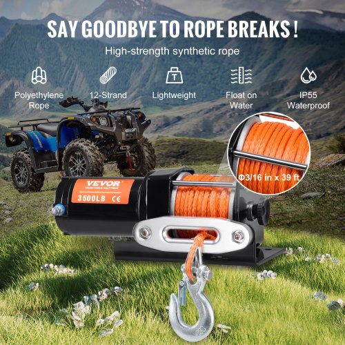 Electric Winch 3500 lb Line Pull Capacity 12V DC ATVUTV Winch with 316