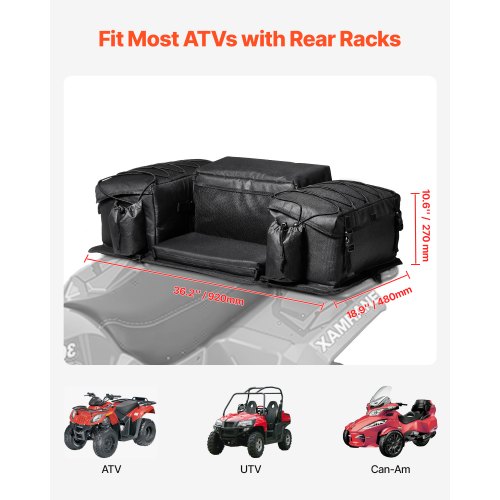 ATV Rear Storage Bag 50L ATV Rear Cargo Bag with Sponge Seat Cushion