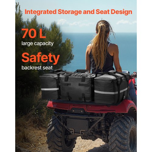 ATV Rear Storage Bag 54L ATV Rear Cargo Bag with 16L Cooler Insulated Bag