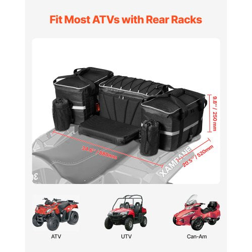 ATV Rear Storage Bag 54L ATV Rear Cargo Bag with 16L Cooler Insulated Bag
