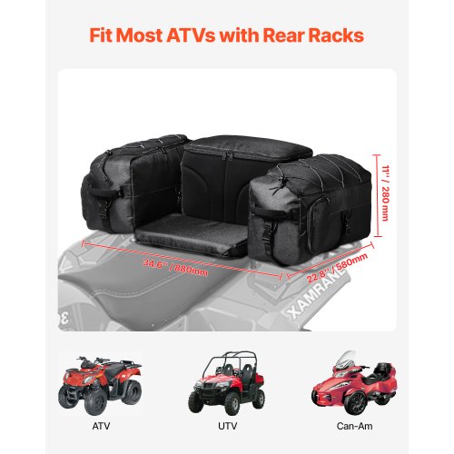 ATV Rear Storage Bag 74L ATV Rear Cargo Bag with Cooler Insulated Bag 600D