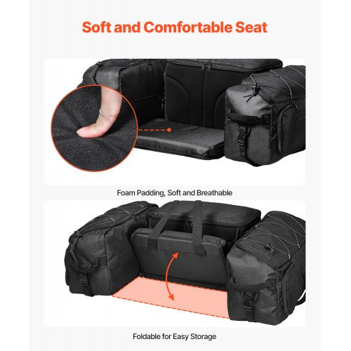 ATV Rear Storage Bag 74L ATV Rear Cargo Bag with Cooler Insulated Bag 600D