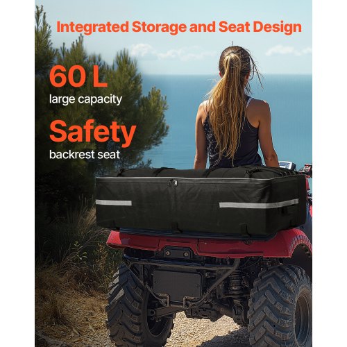 ATV Rear Storage Bag 60L ATV Rear Cargo Storage Bag with Backrest
