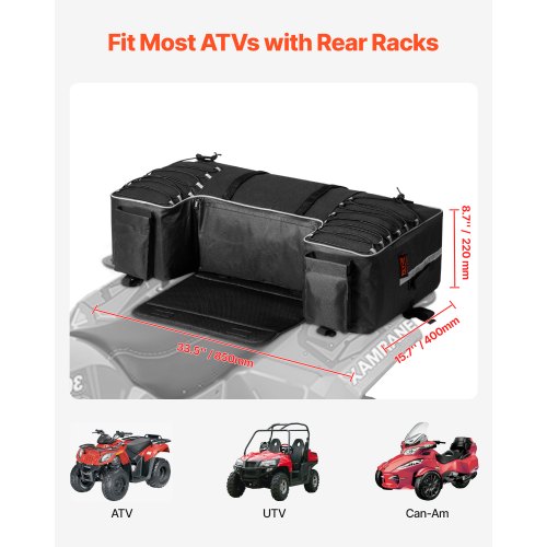ATV Rear Storage Bag 60L ATV Rear Cargo Storage Bag with Backrest